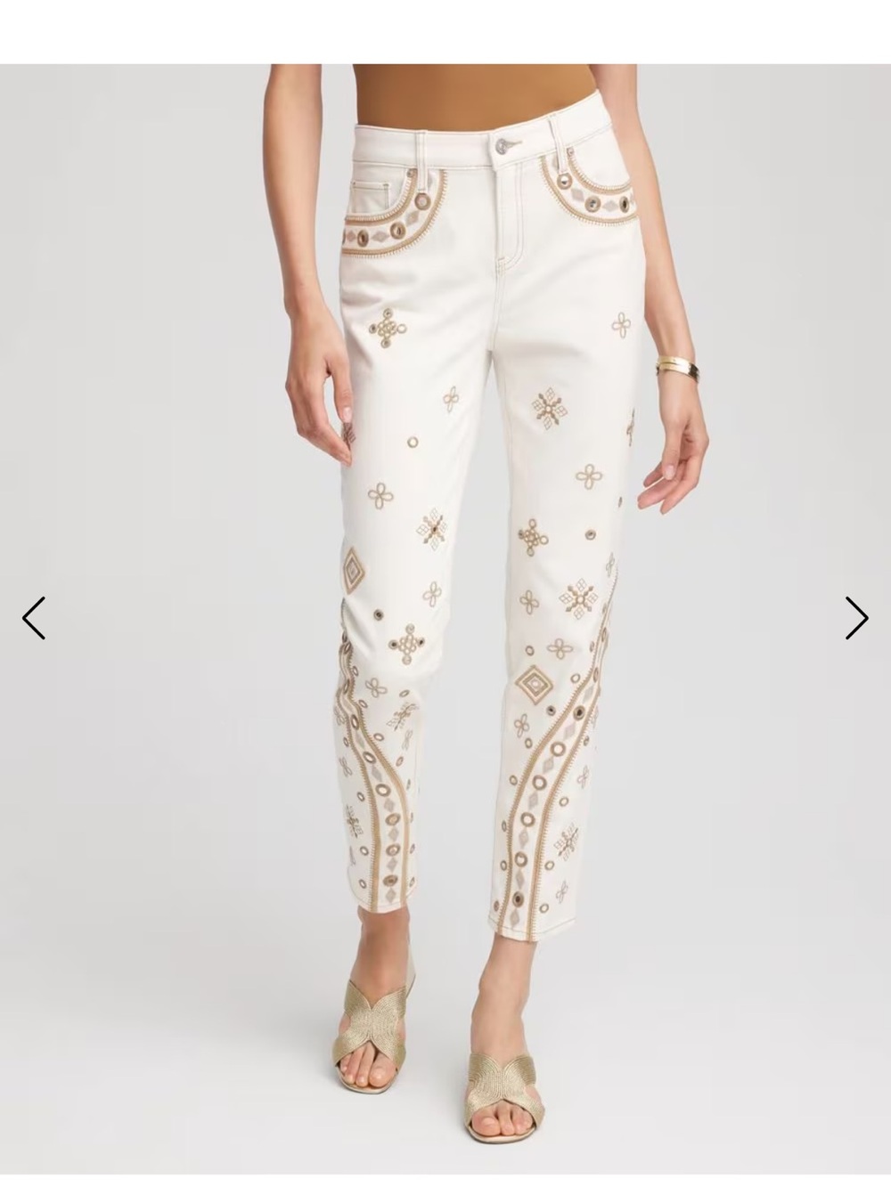 Chico's Embellished Girlfriend Slim Ankle Jeans Like New
